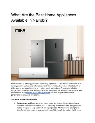 What Are the Best Home Appliances Available in Nairobi