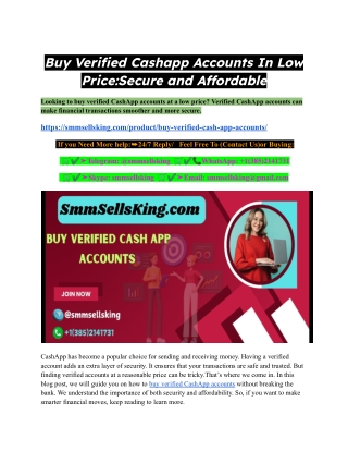 Buy Verified Cashapp Accounts In Low Price_Secure and Affordable