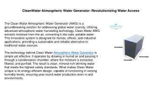 Atmospheric Water Generator