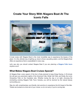 Create Your Story With Niagara Boat At The Iconic Falls