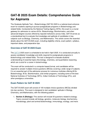 GAT-B 2025 Exam Details