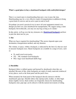 What’s a good place to buy a skateboard backpack with coolstylish designs