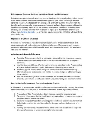 Driveway and Concrete Services_ Installation, Repair, and Maintenance