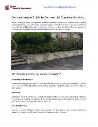 Comprehensive Guide to Commercial Concrete Services
