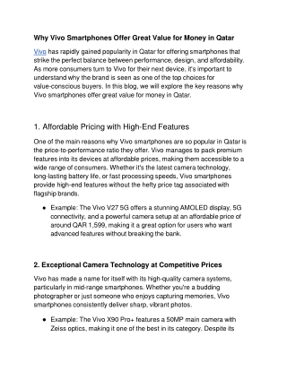 Why Vivo Smartphones Offer Great Value for Money in Qatar