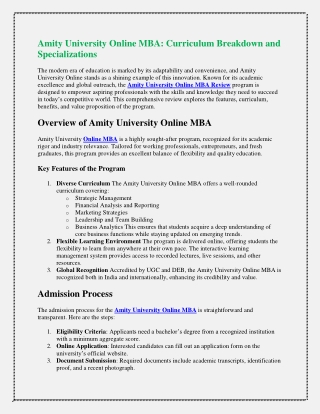 Amity University Online MBA Review