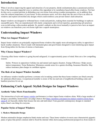 Enhancing Curb Appeal: Stylish Designs for Impact Windows