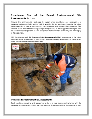 Environmental Site Assessment Services in Utah for Safe Development