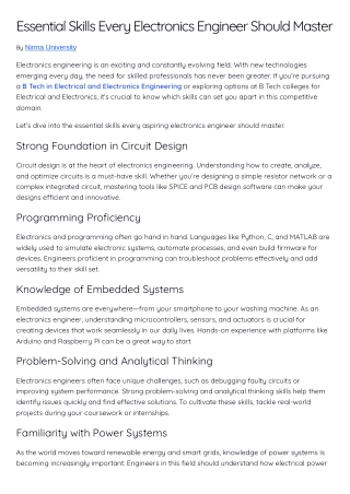 Essential Skills Every Electronics Engineer Should Master