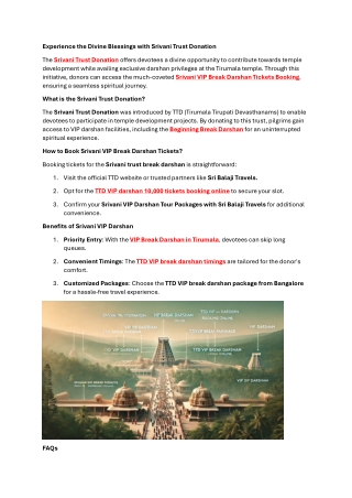 Srivani Trust Donation Simplifying Your Path to Divine Blessings