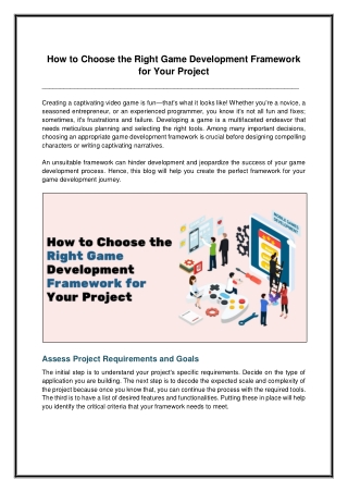 How to Choose the Right Game Development Framework for Your Project