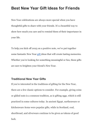 Best New Year Gift Ideas for Friends