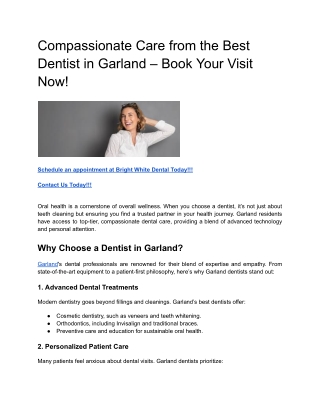 Compassionate Care from the Best Dentist in Garland – Book Your Visit Now!