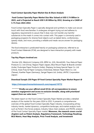 Food Contact Specialty Paper