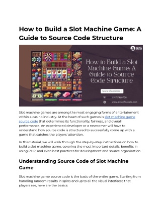 How to Build a Slot Machine Game: A Guide to Source Code Structure
