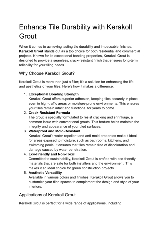 Enhance Tile Durability with Kerakoll Grout