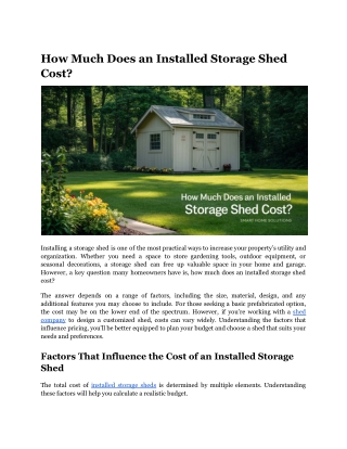 How Much Does an Installed Storage Shed Cost