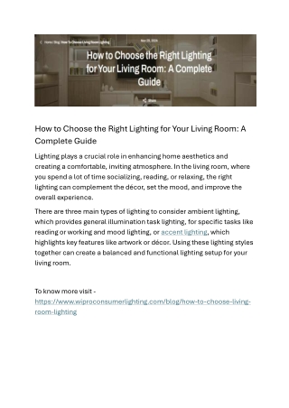 How to Choose the Right Lighting for Your Living Room
