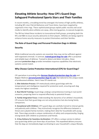 Elevating Athlete Security How CPI's Guard Dogs Safeguard Professional Sports Stars and Their Families