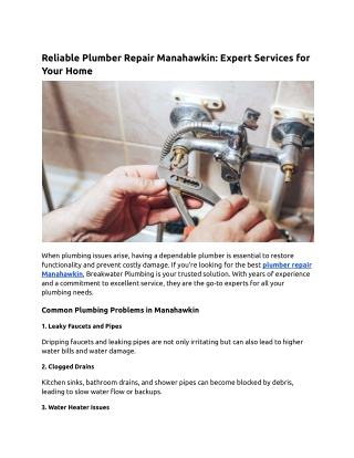 Professional Plumbing Services - Breakwater Plumbing