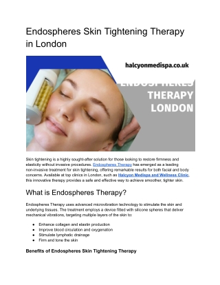 London Endospheres Therapy for Flawless Skin
