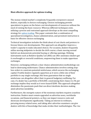 Most effective approach for options trading