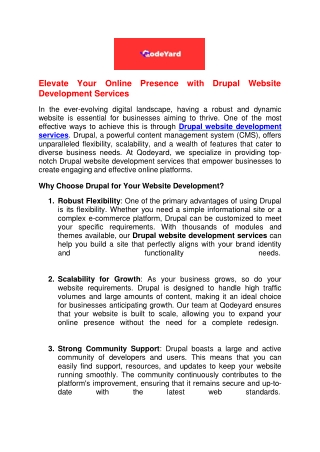 Elevate Your Online Presence with Drupal Website Development Services