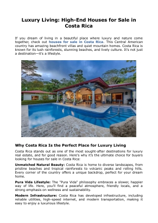 Luxury Living_ High-End Houses for Sale in Costa Rica