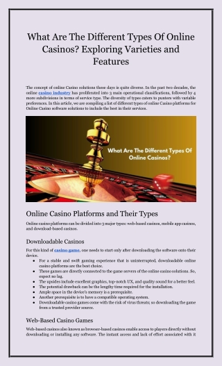 What Are The Different Types Of Online Casinos