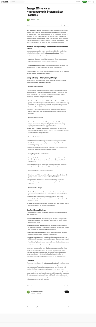 Energy Efficiency in Hydropneumatic Systems