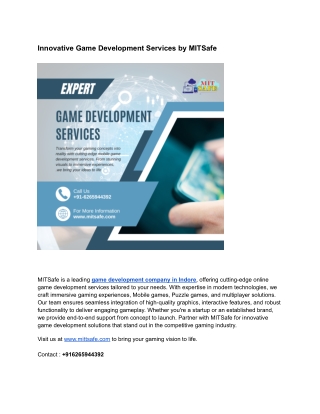 Innovative Game Development Services by MITSafe