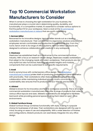 Top 10 Commercial Workstation Manufacturers to Consider