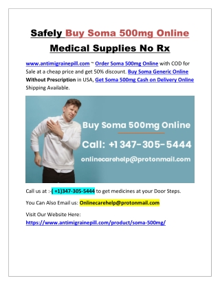 Safely Buy Soma 500mg Online Medical Supplies No Rx