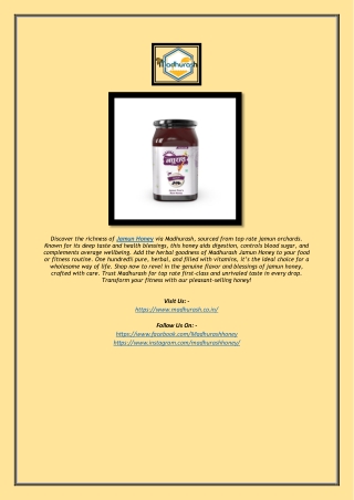 Buy Pure Jamun Honey Online | Madhurash