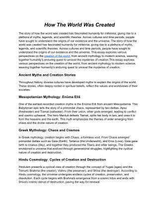 _How The World Was Created