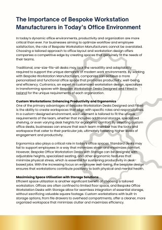 The Importance of Bespoke Workstation Manufacturers in Today’s Workspace