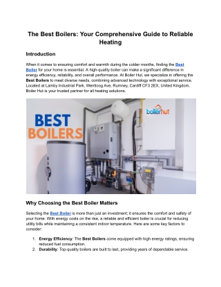 The Best Boilers_ Your Comprehensive Guide to Reliable Heating