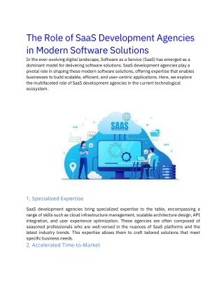 The Role of SaaS Development Agencies in Modern Software Solutions