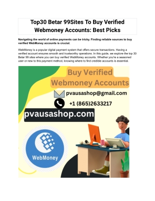 Top30 Betar 99Sites To Buy Verified Webmoney Accounts_ Best Picks