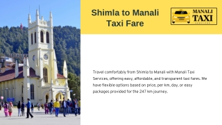 Shimla to Manali Taxi Fare