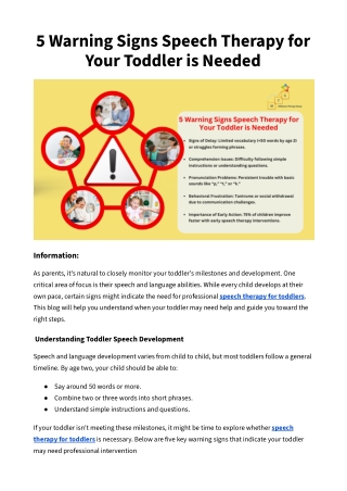 5 Warning Signs Speech Therapy for Your Toddler is Needed