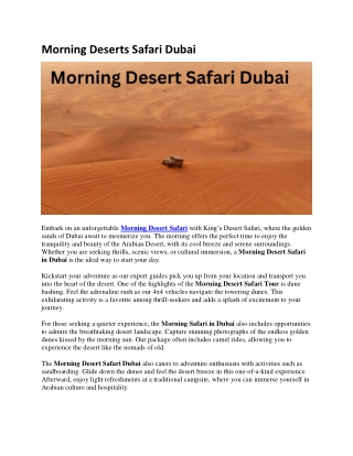 Morning Deserts Safari Dubai