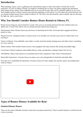 Why You Should Consider Bounce House Rentals in Odessa, FL