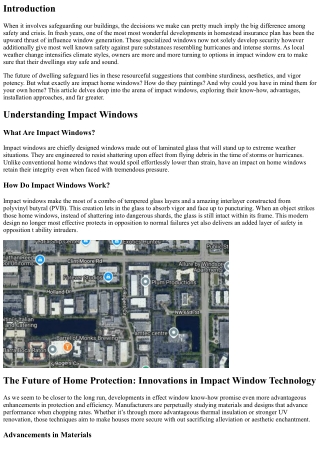 The Future of Home Protection: Innovations in Impact Window Technology