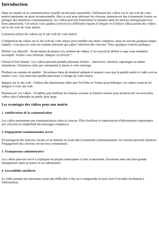 Comment utiliser les vidéos sur le site web de votre mairie