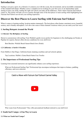 Discover the Best Places to Learn Surfing with Fulcrum Surf School