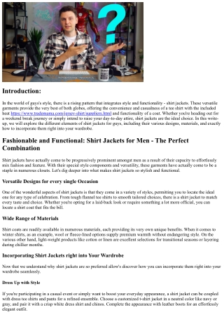 Elegant and Practical: Shirt Jackets for Guys