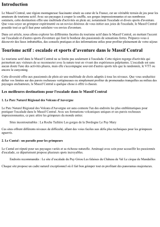 Tourisme actif : escalade et sports d’aventure dans le Massif Central