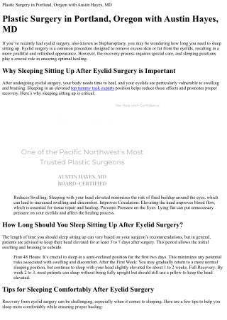 Plastic Surgery in Portland Oregon with Austin Hayes MD