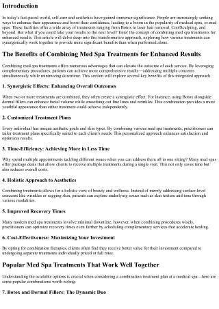 The Benefits of Combining Med Spa Treatments for Enhanced Results